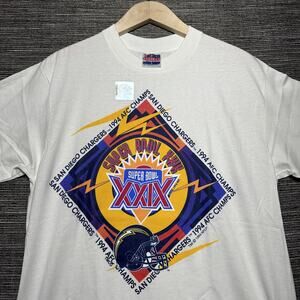 Chargers NFL 1994 Shirt Men's L White Short Sleeve Vintage Super Bowl